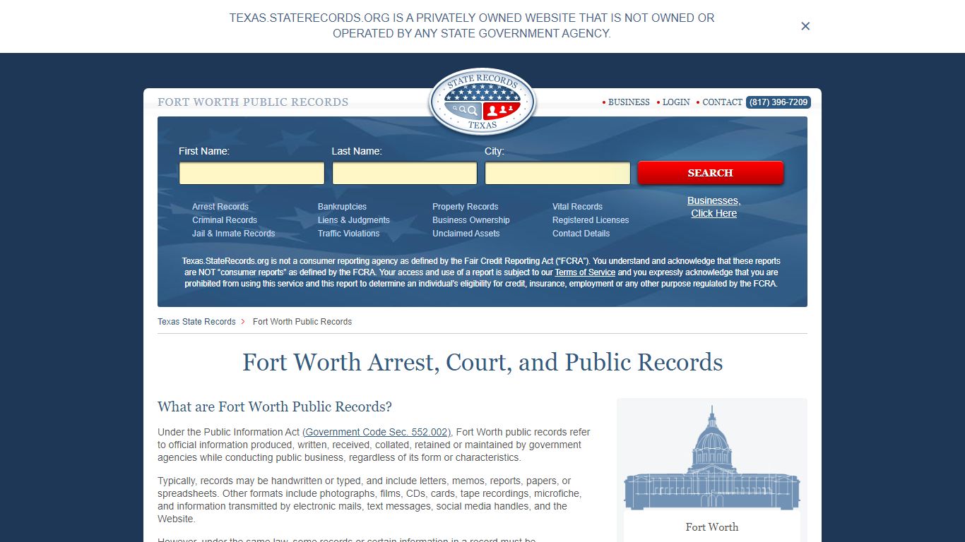 Fort Worth Arrest and Public Records | Texas.StateRecords.org